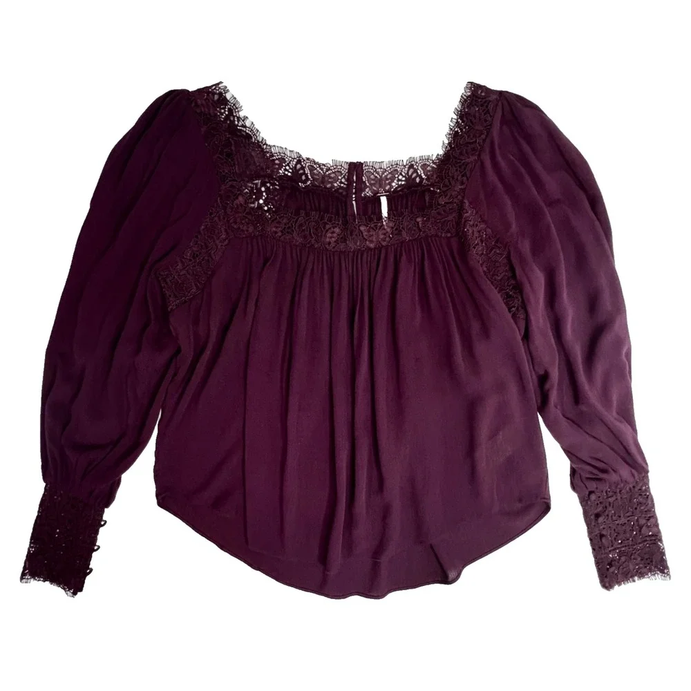 Free People Flutter By Lace Blouse Purple Small